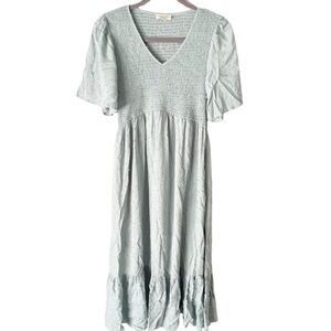 Orange Creek Dress Women's Medium Smocked Flutter Sleeve Swiss Dot Maxi Prairie